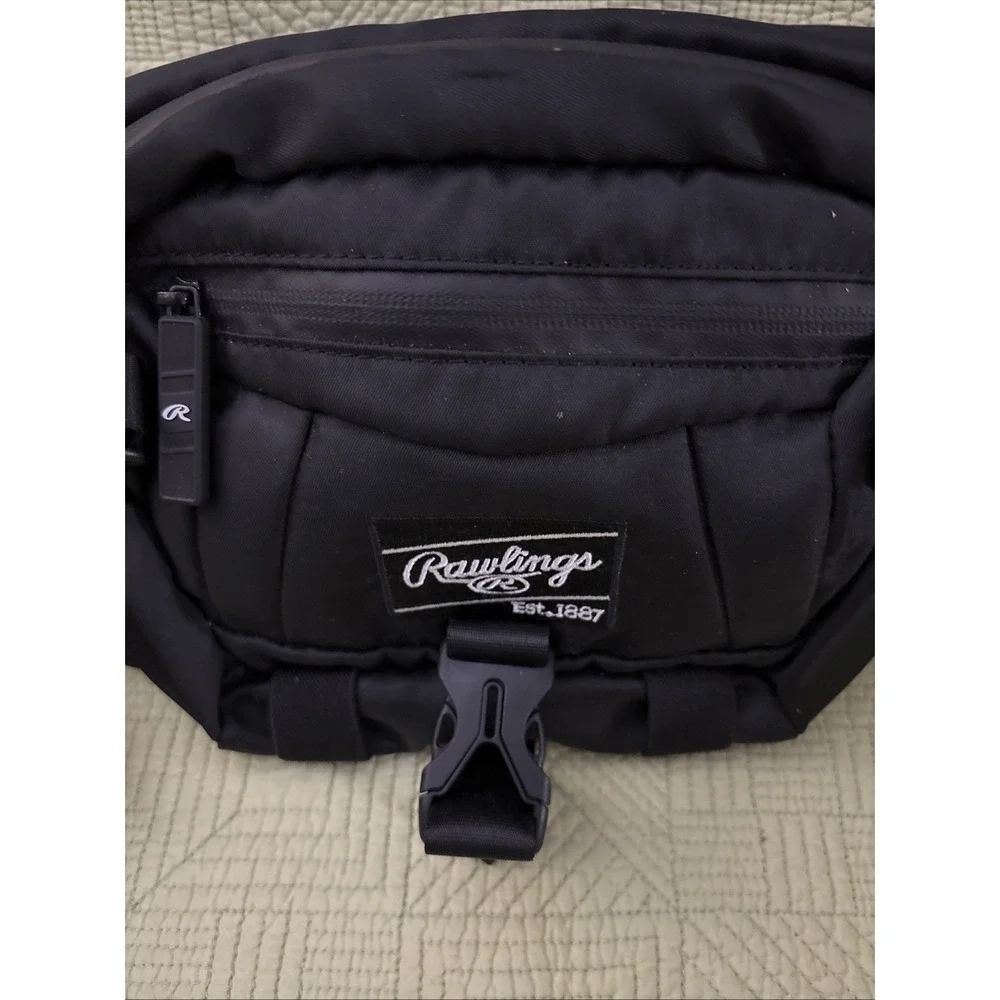 Rawlings Players Sling Bag Black Base/ Softball Crossbody Waist Pack 3 Sections